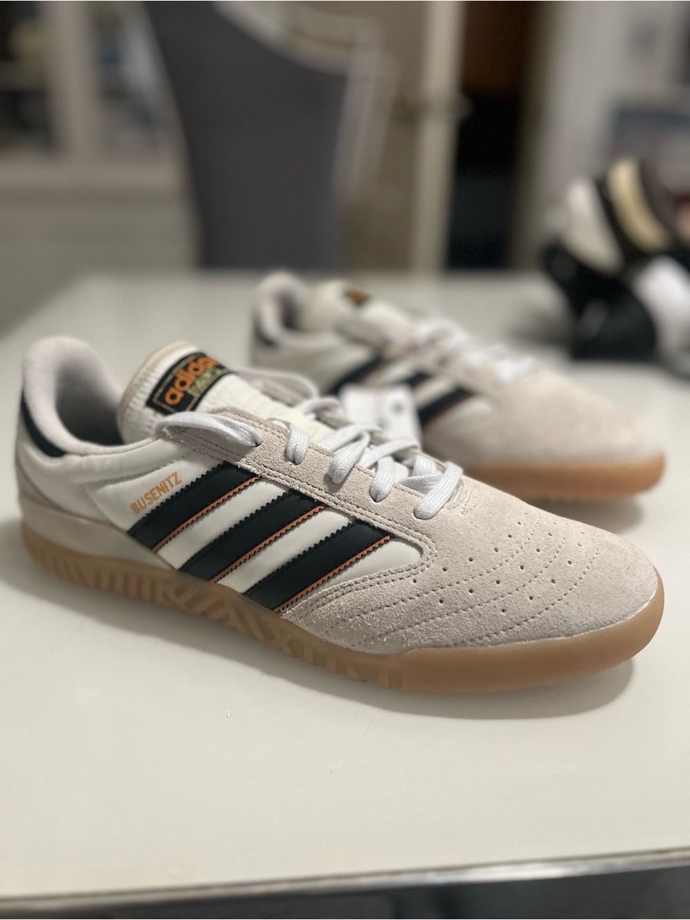 adidas Men’s Busenitz Suede Sneakers - White, Black, Gum